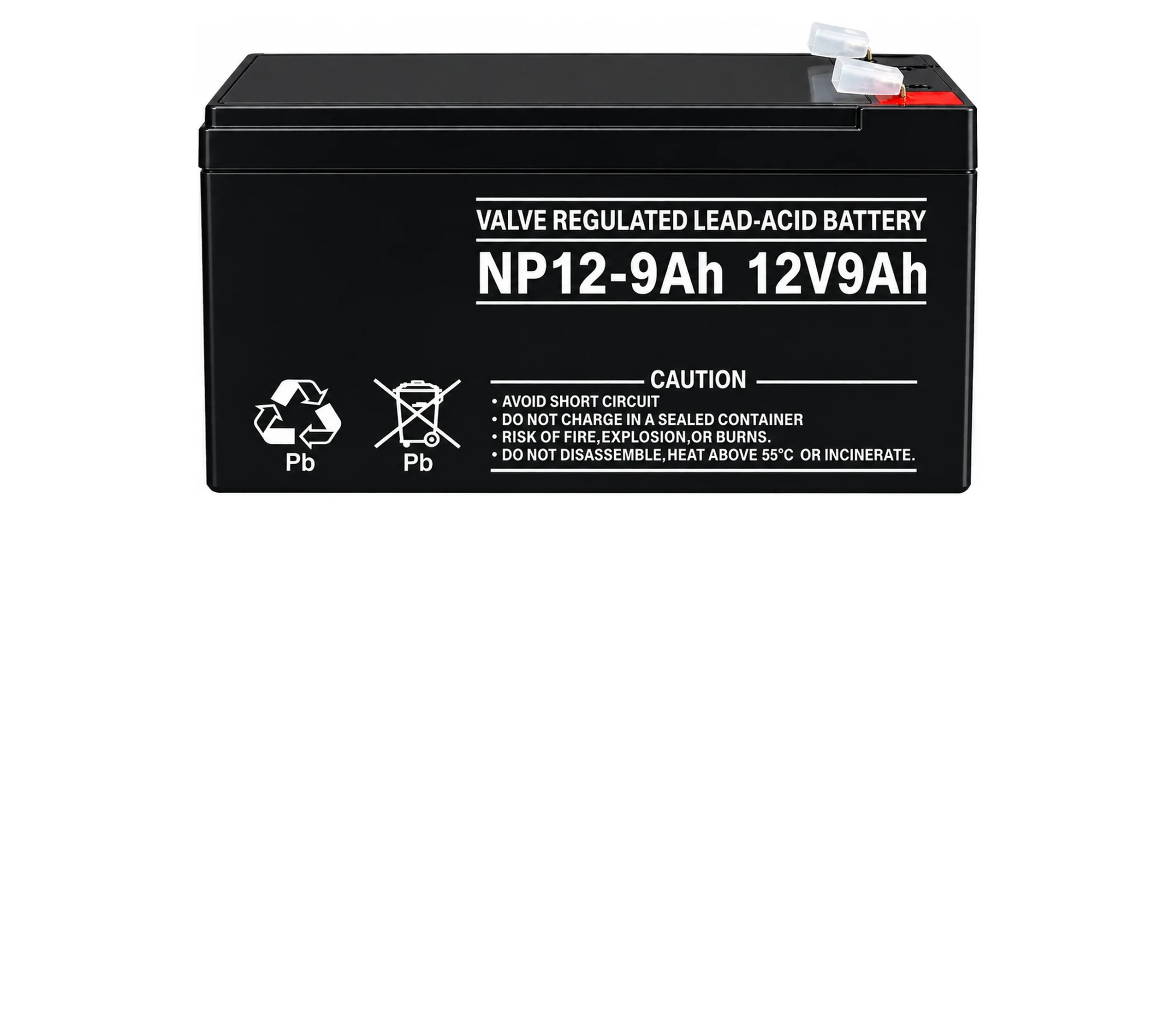 Batería para UPS NP12-9Ah de 12V y 9Ah, sellada VRLA para sistemas de respaldo eléctrico.